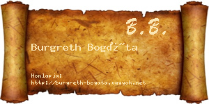Burgreth Bogáta névjegykártya